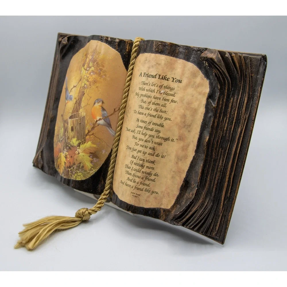 Vintage 1987 Judith Bond‎ A Friend Like You Open Book Resin Bluebirds 11x8.5